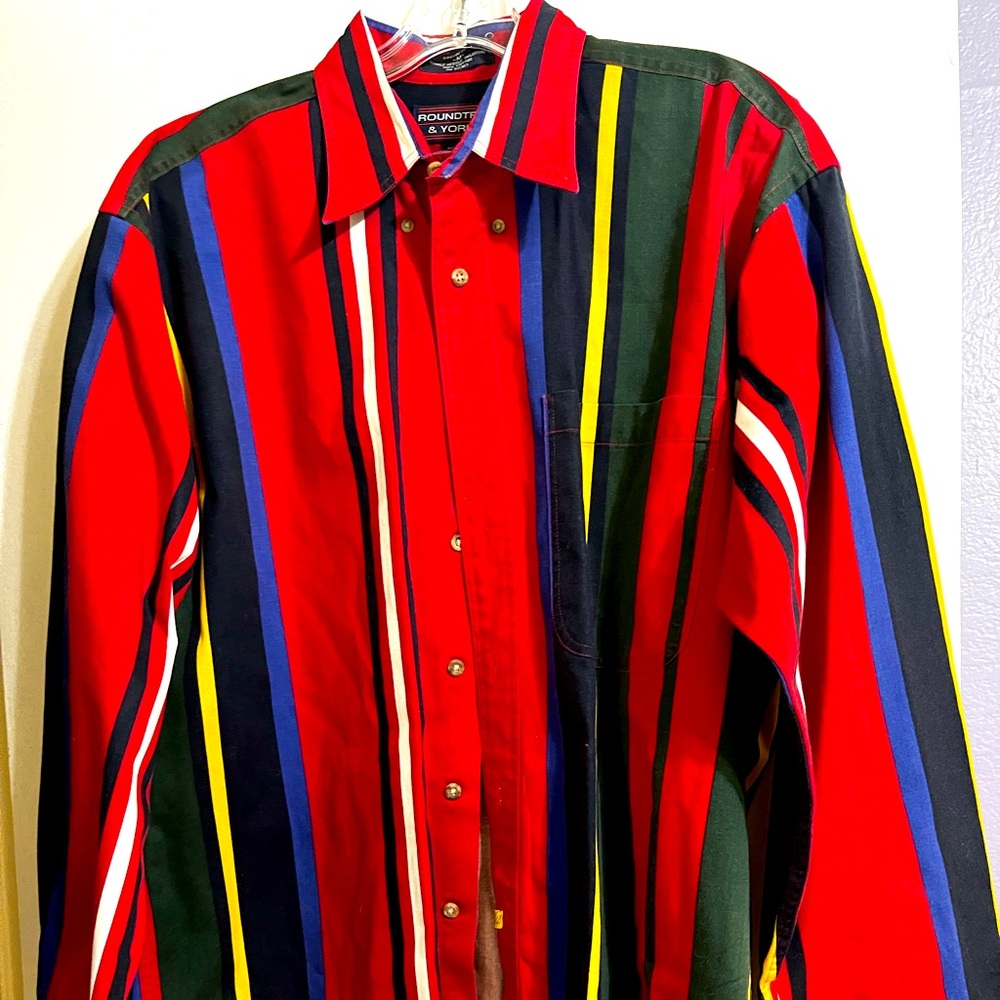 Roundtree & Yorke Medium Men's Multicolor Striped Shirt